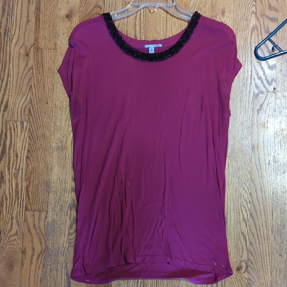 Halogen Magenta Top with Black Beaded Neckline